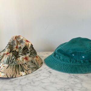 Tropical Print (J. Crew) + Teal Green Bucket Hat Bundle Men’s L Streetwear / Y2K